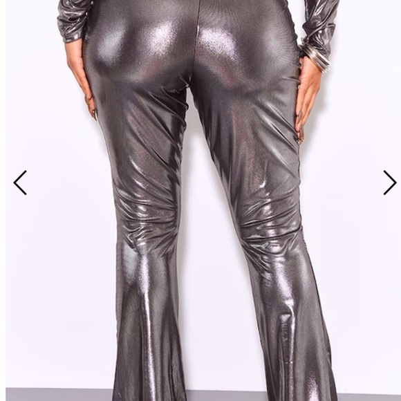 Metallic Silver Women's Pants - Picture 2 of 4